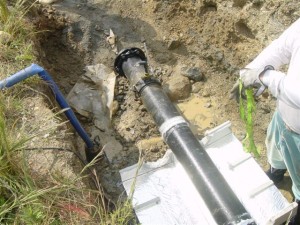 閉塞フランジ取付後、凍結用ボックス解体